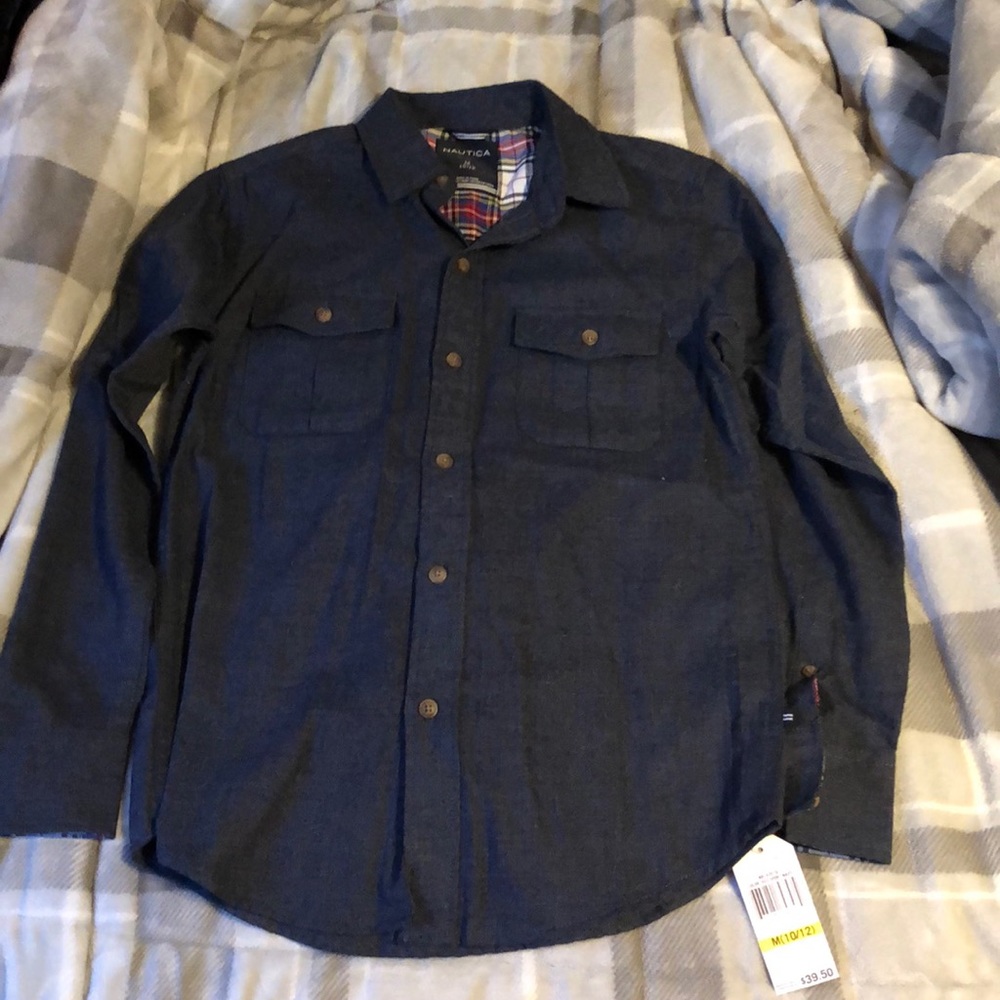 NWT Boys Long Sleeve Nautica Shirt M - 10/12